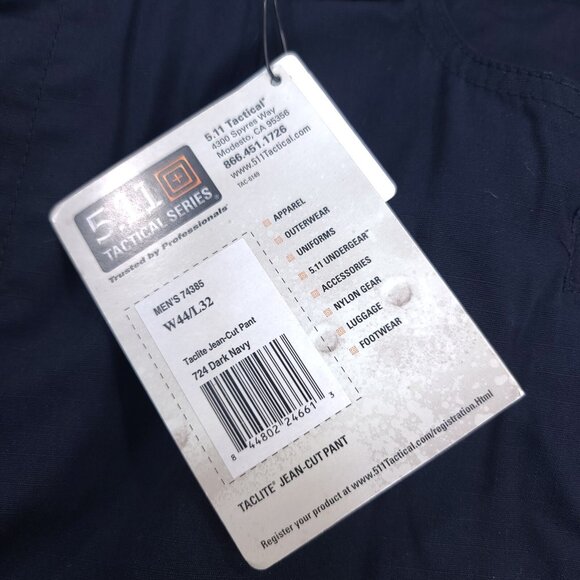 5.11 Tactical Pants Mens 44x32 Navy Taclite Ripstop Jean Cut Mid Rise Straight - Picture 9 of 9